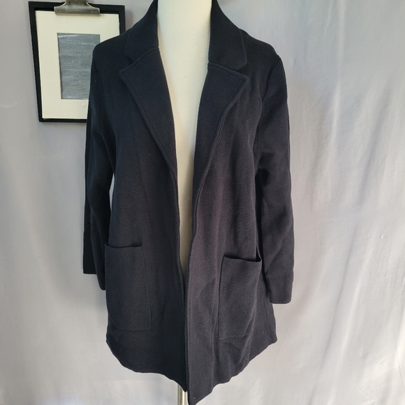 Quince Organic Cotton Knit Blazer Jacket Black L - Picture 1 of 13